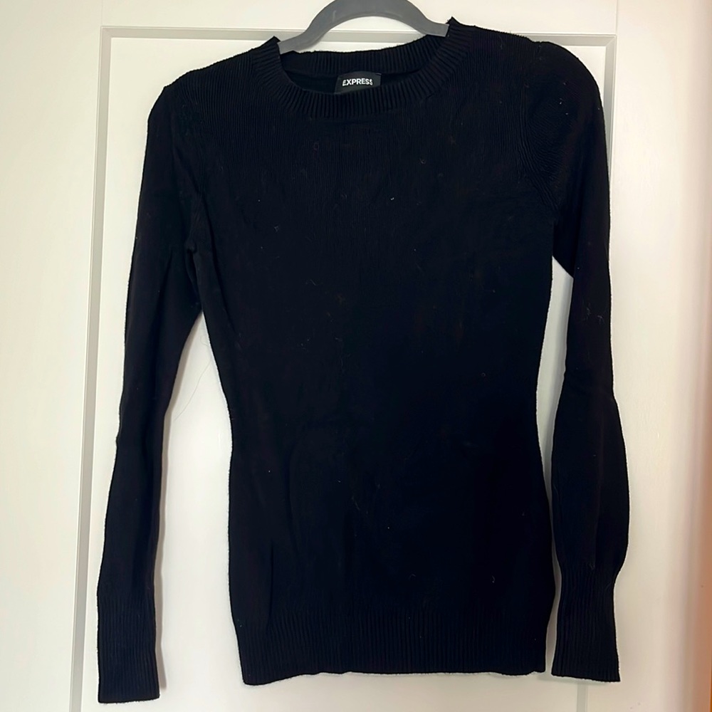 Long Sleeve Express Black Crew Neck